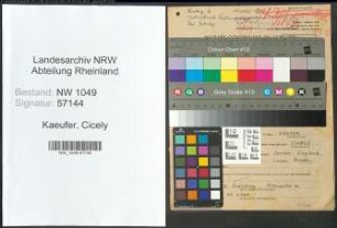 Entnazifizierung Cicely Kaeufer , geb. 20.07.1904 (Lehrer)