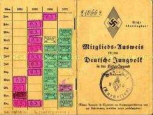 Mitglieds-Ausweis für das Deutsche Jugendvolk in der Hilter-Jugend