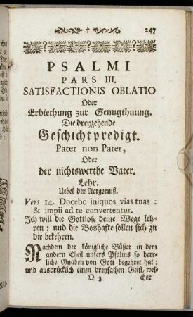 Psalmi Pars III. Satisfactionis Oblatio Oder Erbiethung zur Genugthuung