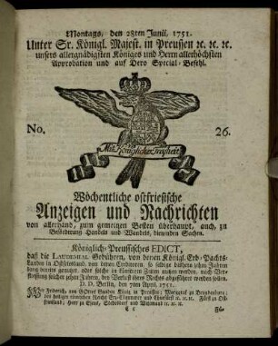 No. 26. Montags, den 28ten Junii, 1751.
