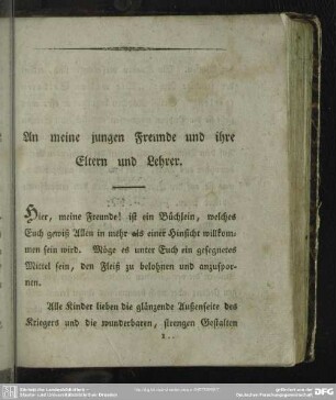 An meine jungen Freunde und ihre Eltern und Lehrer