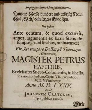 In paginæ hujus Complementum.