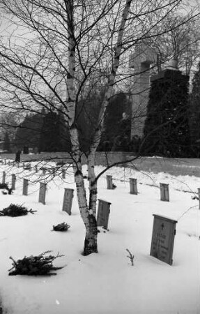 Gräberfeld auf dem Pforzheimer Hauptfriedhof für die Toten des Luftangriffs vom 23. Februar 1945