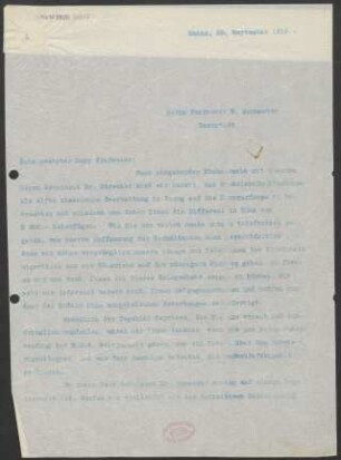 Brief an Willy Burmester : 28.09.1910