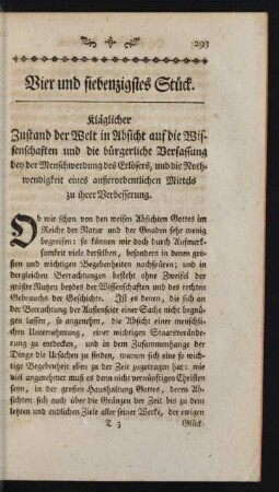 Vier und siebenzigstes Stück