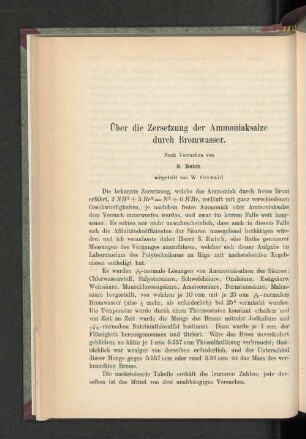 Über die Zersetzung der Ammoniaksalze durch Bromwasser.