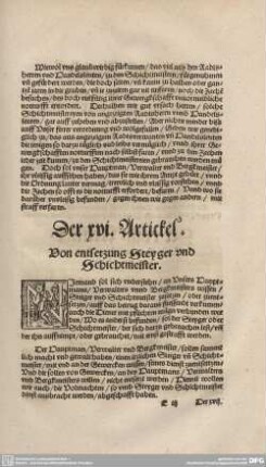 Der XVI. Artickel. Von entsetzung Steyger und Schichtmeister.