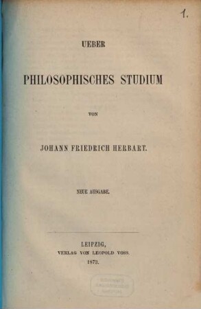 Ueber philosophisches Studium