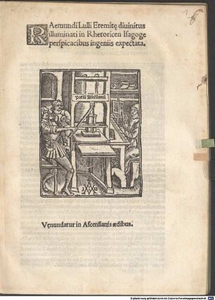 Raemundi Lulli Eremite divinitus illuminati in Rhetoricen Isagoge perspicacibus ingeniis expectata