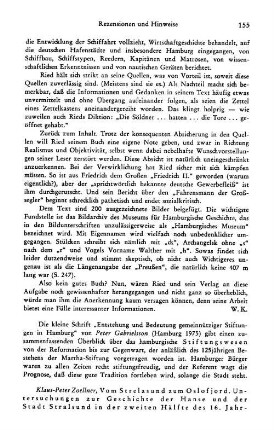 Zoellner, Klaus-Peter :: Vom Strelasund zum Oslofjord, Untersuchungen zur Geschichte der Hanse und der Stadt Stralsund in der zweiten Hälfte des 16. Jahrhunderts, (Abhandlungen zur Handels- und Sozialgeschichte, 14) : Weimar, Böhlau, 1974