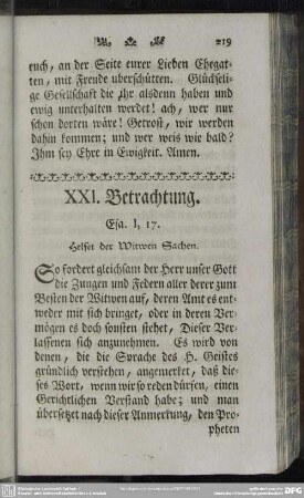 XXI. Betrachtung. Esa. 1, 17.