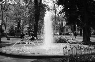 Lörrach, Tüllingen: Springbrunnen, Hintergrund Hebeldenkmal