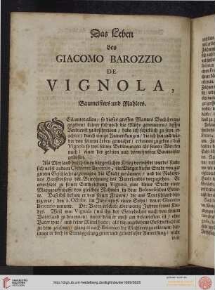 Das Leben des Giacomo Barozzio de Vignola