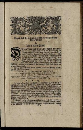 Folgen nun die Inscriptiones und Devisen an denen Ehren-Pforten.