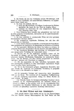 Dr. Karl Wilker und der Lindenhof : [Mitteilungen]