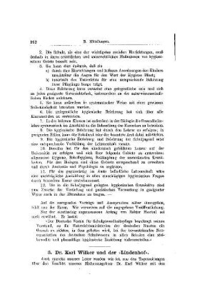 Dr. Karl Wilker und der Lindenhof : [Mitteilungen]