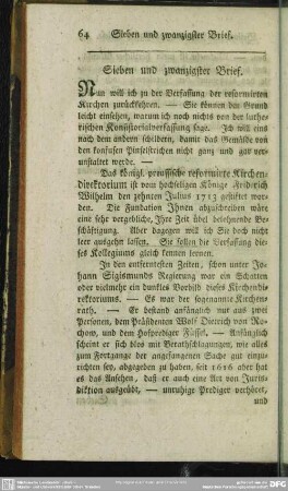 Sieben und zwanzigster Brief