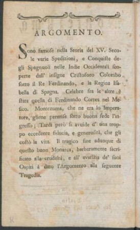 Argomento = Inhalt des Trauerspiels