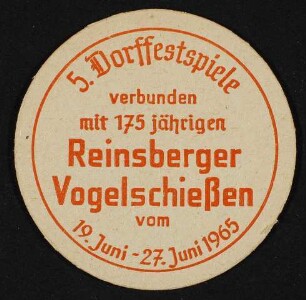 Bierdeckel "Rheinsberger Vogelschießen", 1965