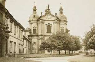 Ossegg (heute Osek / Tschechien). Kloster Osek. Ostfront der Klosterstiftskirche (1712/1718)