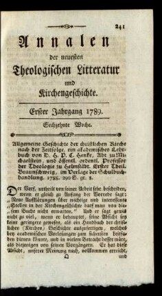 Sechzehnte Woche