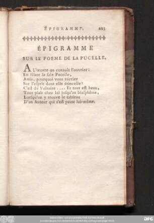 Épigramme Sur Le Poeme De La Pucelle.