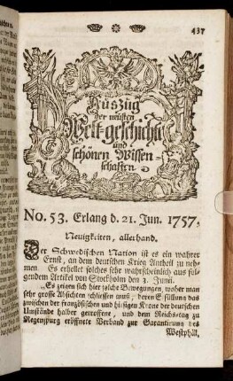 No. 53. Erlang d. 21. Jun. 1757.
