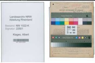 Entnazifizierung Albert Klages , geb. 18.11.1891 (Werkmeister)