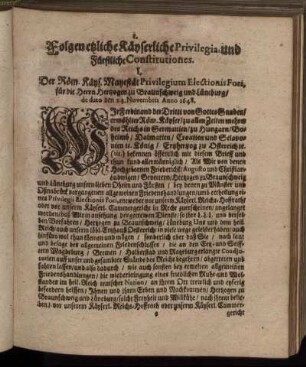 Folgen etzliche Privilegien und Fürstliche Constitutiones