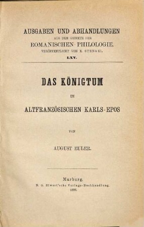 Das Königtum im altfranzösischen Karls-Epos