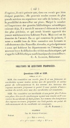 Solutions de questions proposées.
