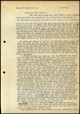 Brief; Ernst Kirsten an Wilhelm Kraiker