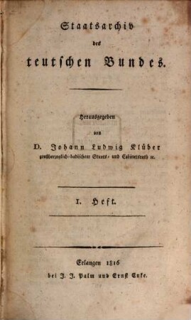 Staatsarchiv des teutschen Bundes, 1
