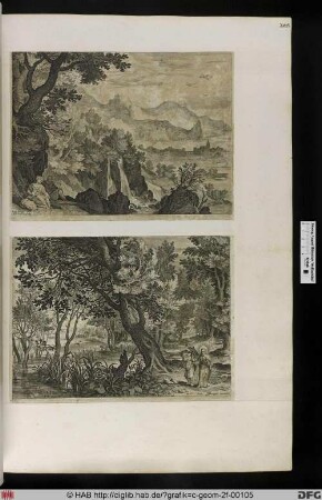 Gebirgslandschaft mit der heiligen Familie bei der Rast auf der Flucht nach Ägypten
