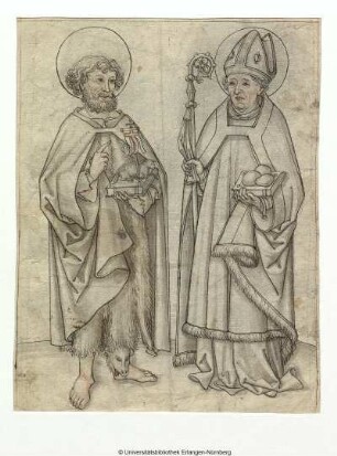 Die Heiligen Johannes der Täufer (links) und Nikolaus von Bari