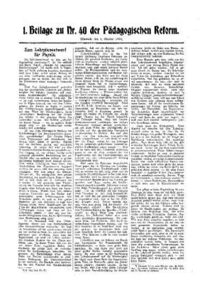 Zum Lehrplanentwurf für Physik : 1. Beilage zu Nr. 40 der Pädagogischen Reform