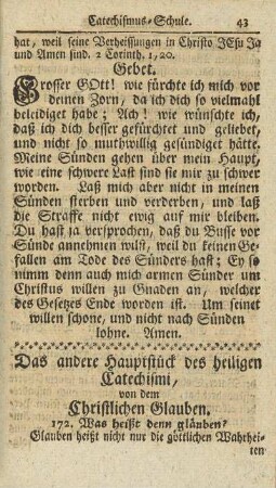 Das andere Hauptstück des heiligen Catechismi, von dem Christlichen Glauben
