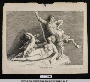 Venus und Amor mit einem Satyr.