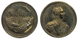 Medaille mit Schiffsdarstellung auf das Auslaufen der russischen Flott zum Besuch Englands