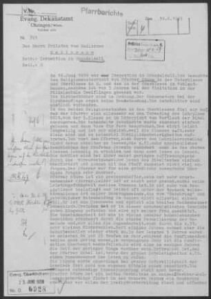 Orendelsall mit Filialen: Inspektionsbericht 1959