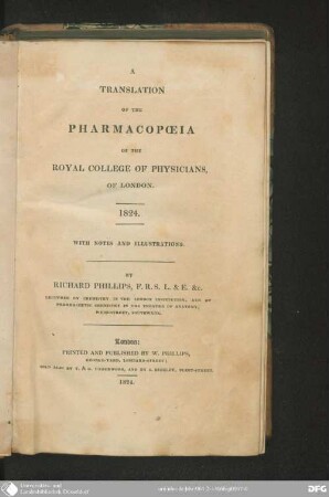 A Translation of the Pharmacopoeia of the Royal College of Physicians, of London, 1824 : with Notes and Illustrations