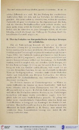 II. Über das Verhalten von Farnprothallien in wässerigen Lösungen der Anilinfarben