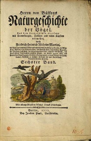 Herrn von Büffons Naturgeschichte der Vögel, 6
