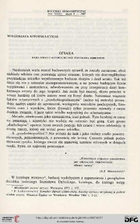 35: Ofiara : kilka uwag o autoportretach Stanisława Dębickiego