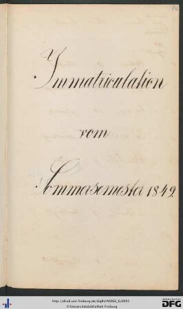 [fol. 76] Sommersemester 1849