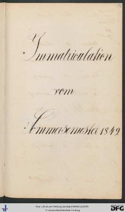 [fol. 76] Sommersemester 1849