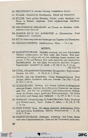 XI. Möbel (Nr. 537-660)