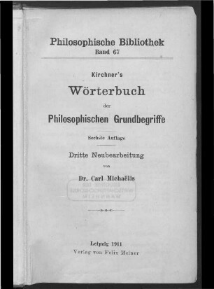 Kirchner's Wörterbuch der Philosophischen Grundbegriffe