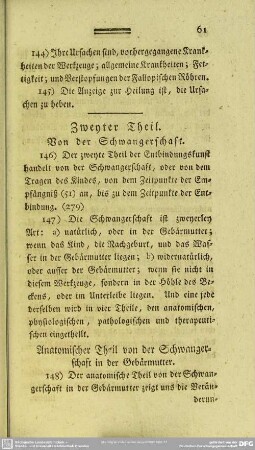 Zweyter Theil, Von der Schwangerschaft