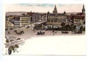 Neckarbrücke mit Straßenlaternen, Hefenweiler, Postamt 1 (Kaiserstraße 2)